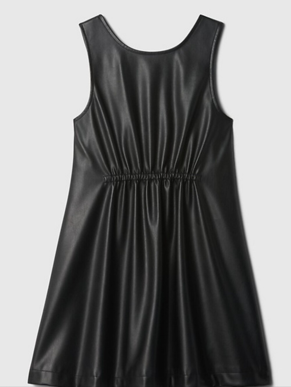 GAP Kids Black Relaxed Vegan-Leather Sleeveless A-Line Dress